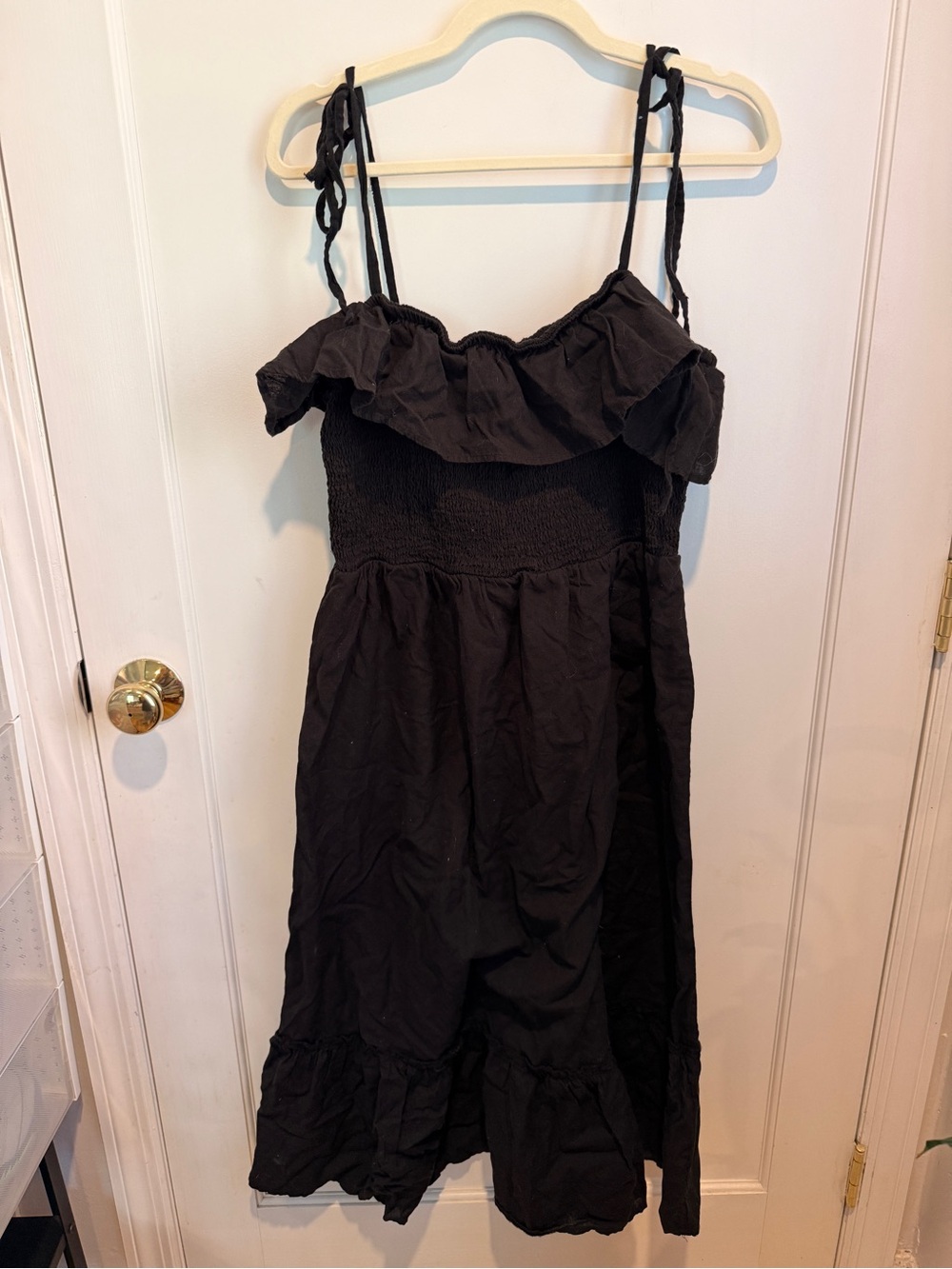 New Look Black Ruffle-Front Midi Dress